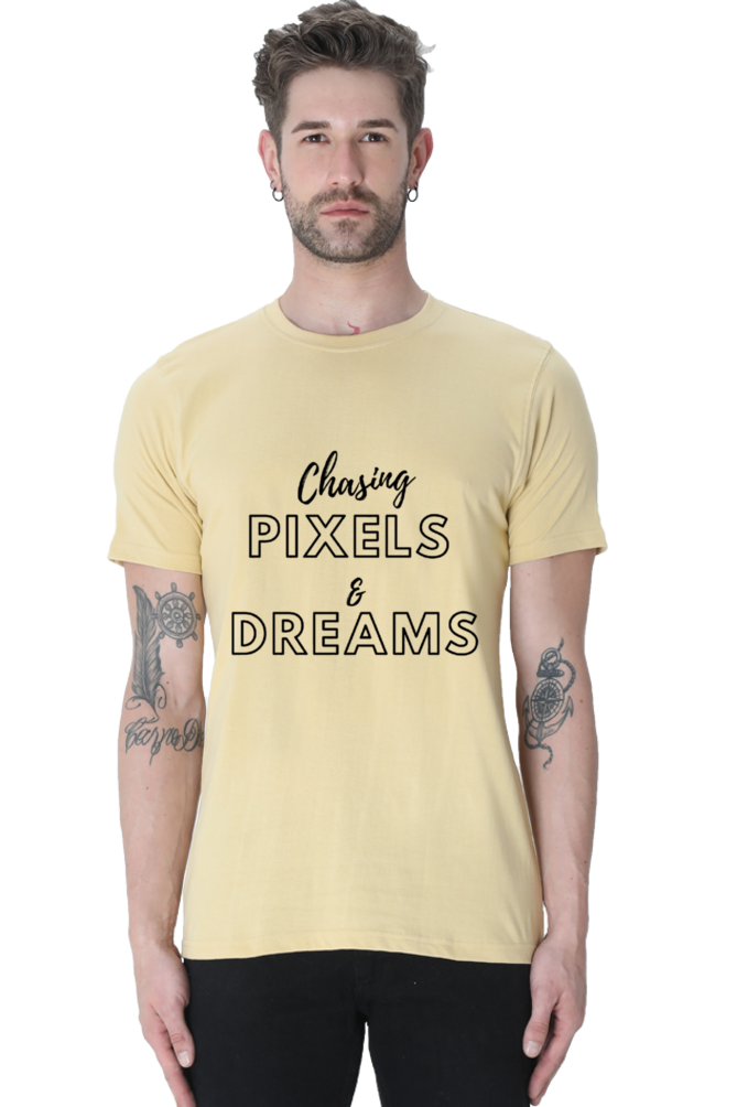 Chasing Pexels and Dream Mens Round Neck Darker Shade T-shirt