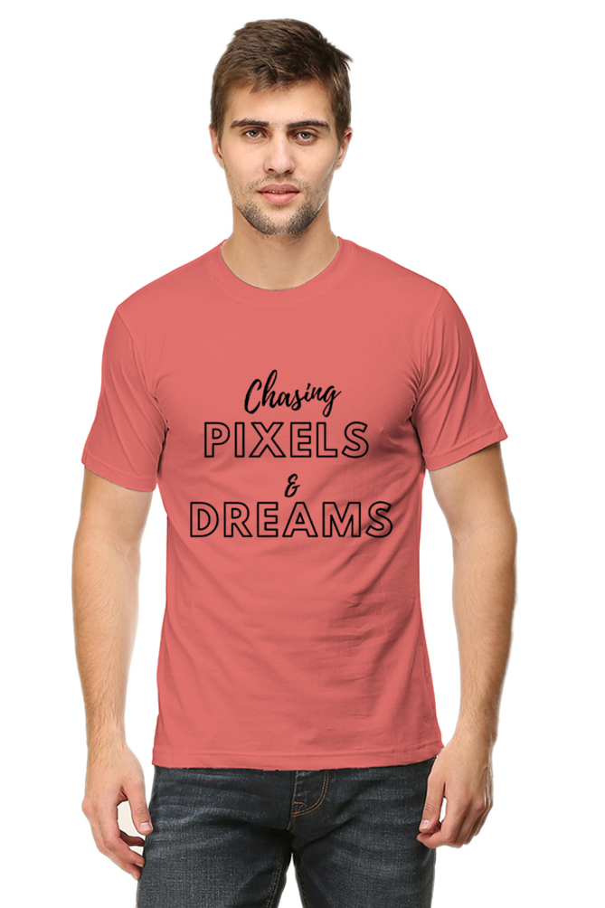 Chasing Pexels and Dream Mens Round Neck Darker Shade T-shirt