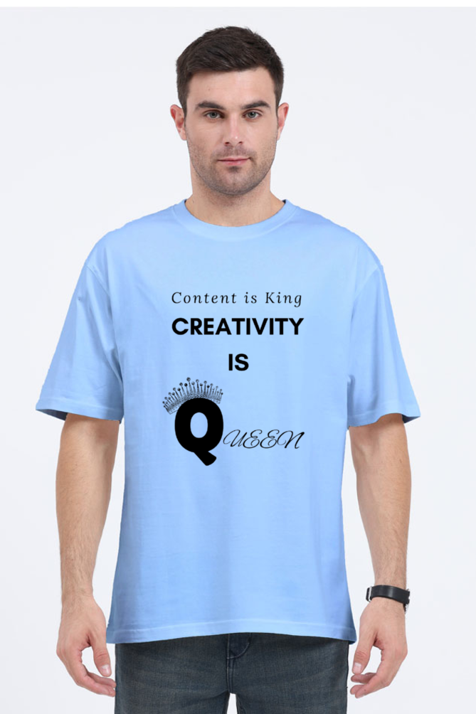 Content is King Creativity is Queen Unisex Lighter Shade Round Neck T-shirt