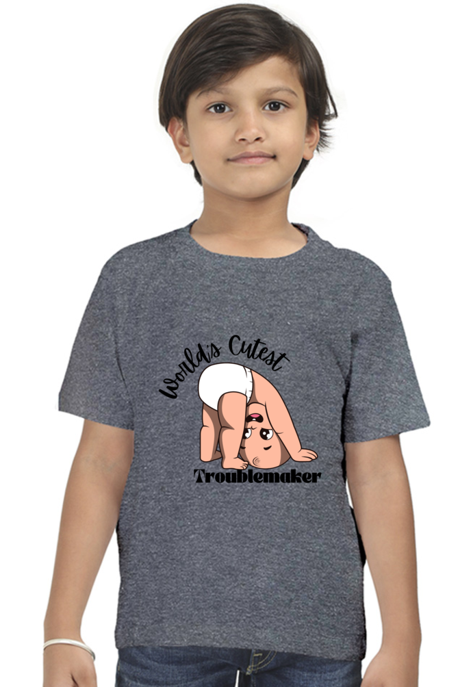 World Cutest Troublemaker Boys Round Neck T-shirt