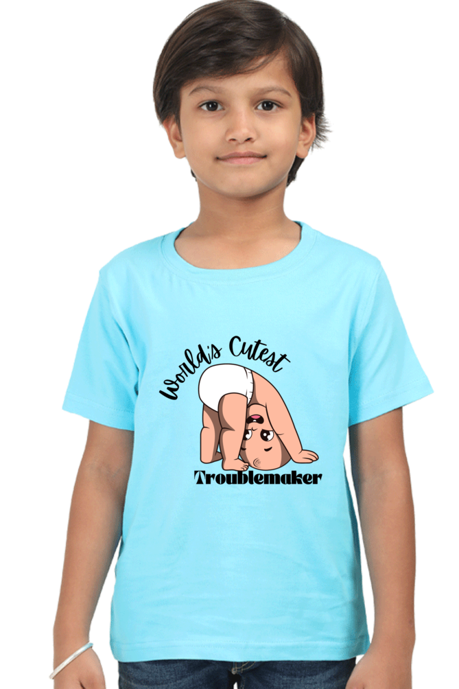 World Cutest Troublemaker Boys Round Neck T-shirt