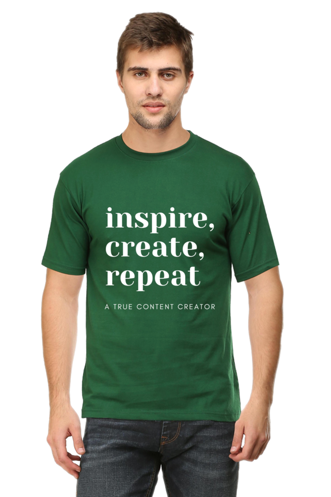 Inspire Create Repeat A True Content Creator Round Neck Men's Dark Shade T-Shirt