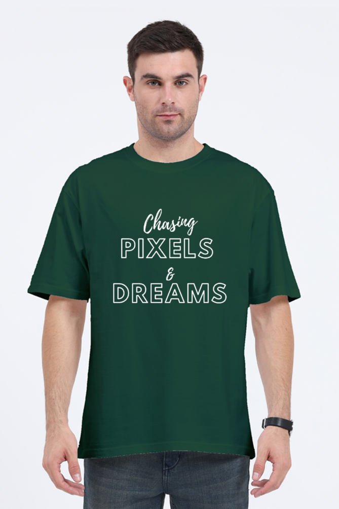 Chasing Pixels and Dreams Unisex Darker Shade Round Neck T-shirt