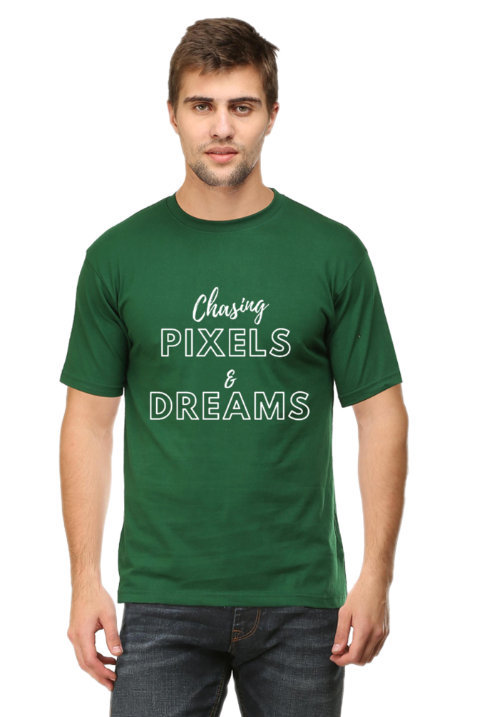Chasing Pexels and Dreams Men's Darker Shade Round Neck T-shirt