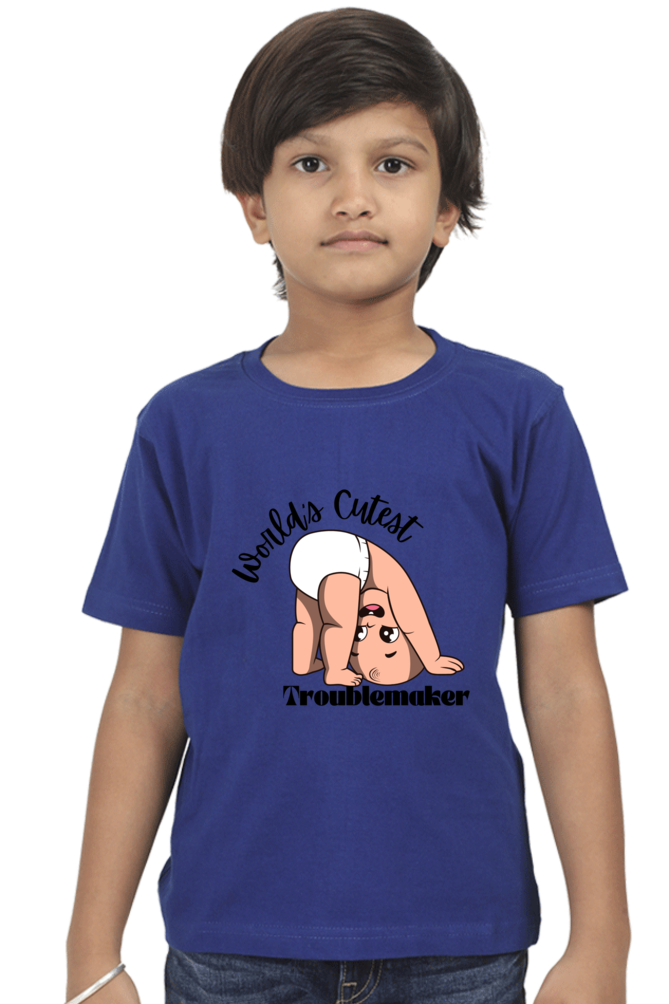 World Cutest Troublemaker Boys Round Neck T-shirt