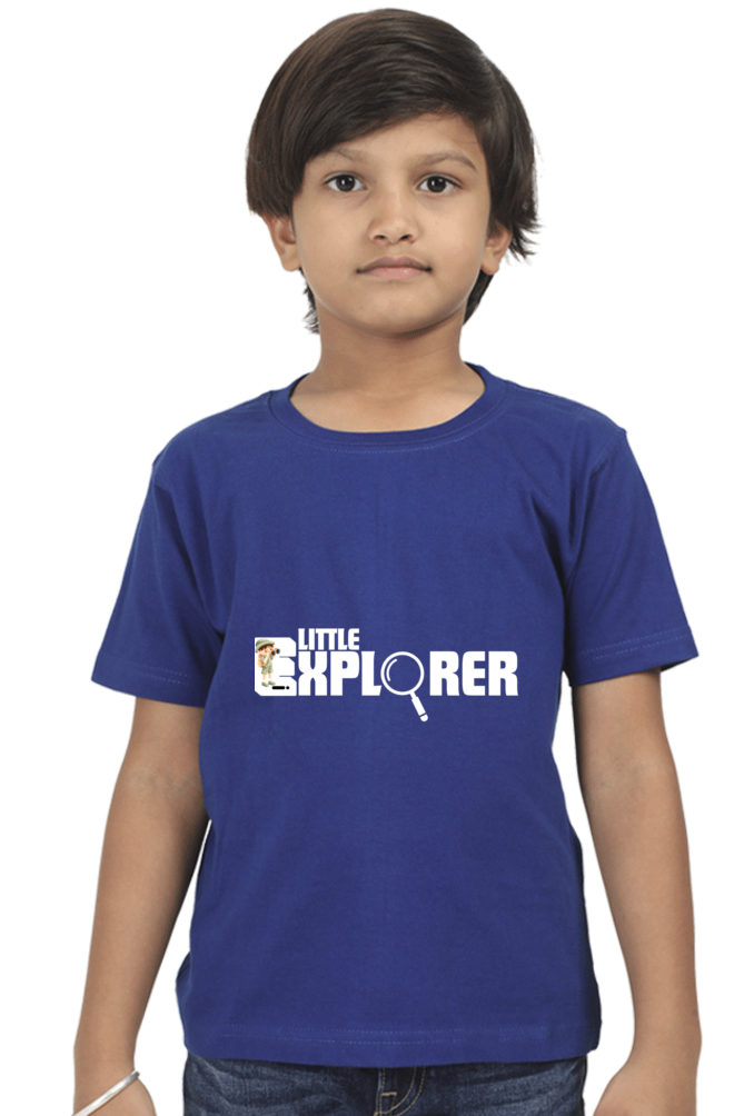 Little Explorer Round Neck Dark Shade T-Shirt for Kids