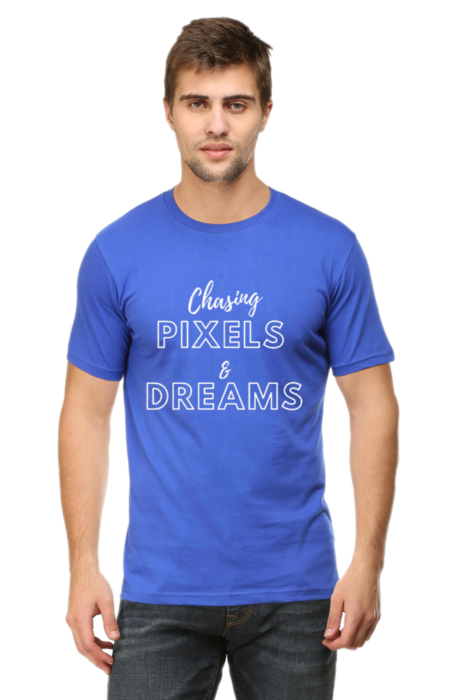 Chasing Pexels and Dreams Men's Darker Shade Round Neck T-shirt