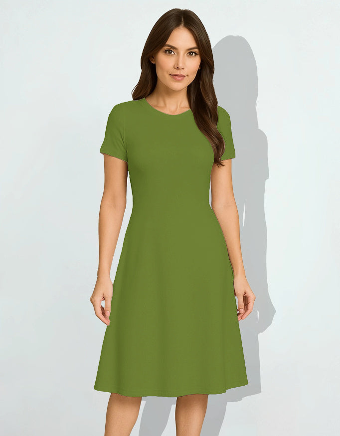 Dark Olive Green Casual One Piece Dress Knee Length for Women Snuggle Spot Dark Olive Green Casual One Piece Dress Knee Length for Women Snuggle Spot