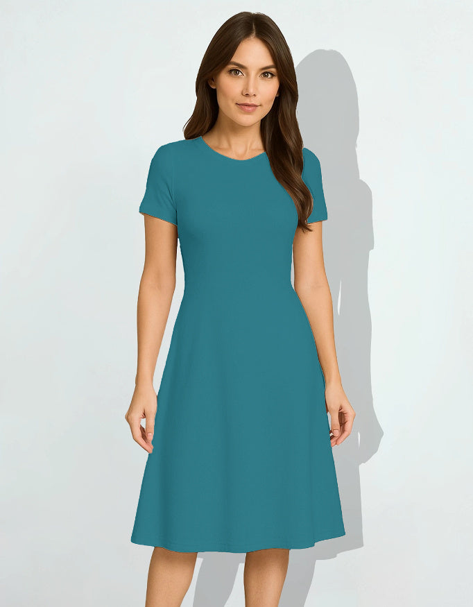 Blue Sapphire Casual One Piece Dress Knee Length for Women  Snuggle Spot