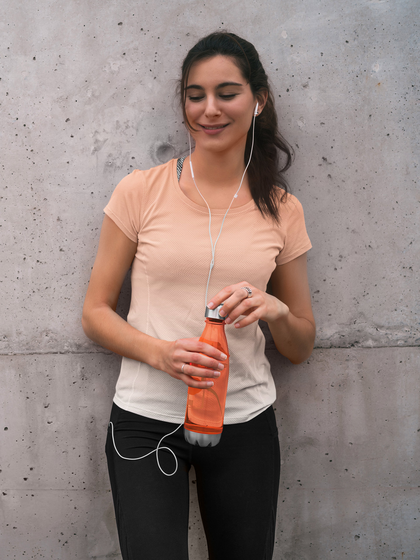 Light Orange Ombre Pattern Round Neck T-shirt for Women