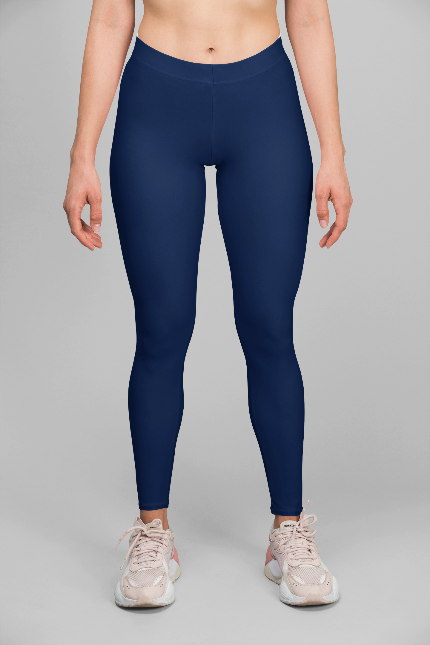 Dark Navy Blue Women's All Over Print Gym Leggings