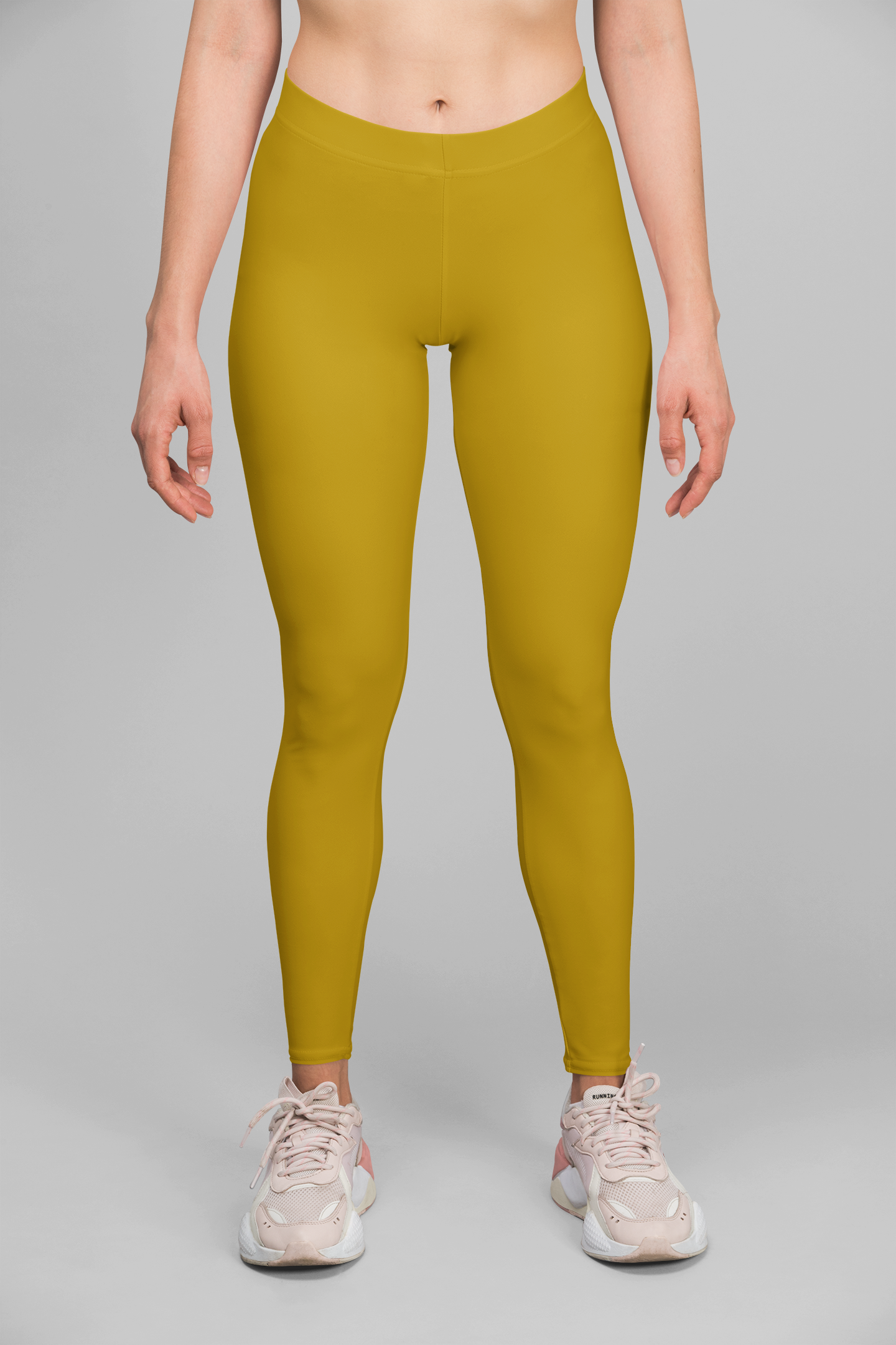 Mustard Yellow Women's All Over Print Gym Leggings
