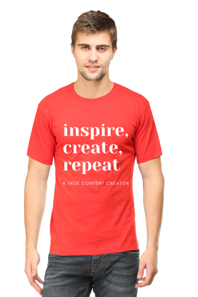 Inspire Create Repeat A True Content Creator Round Neck Men's Dark Shade T-Shirt