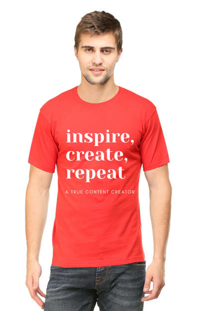Inspire Create Repeat A True Content Creator Round Neck Men's Dark Shade T-Shirt