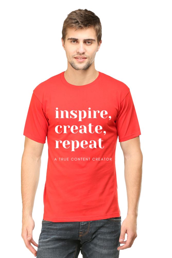 Inspire Create Repeat A True Content Creator Round Neck Men's Dark Shade T-Shirt