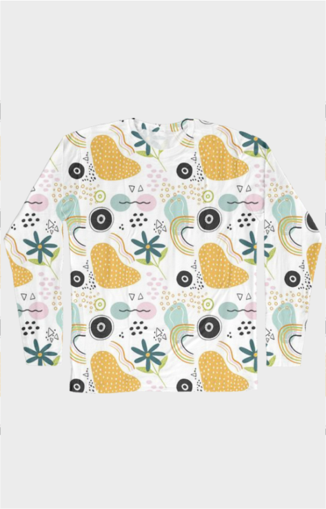 White Abstract All Over Print (AOP) Long Sleeve T-Shirts for Women