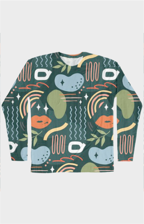 Stand Out with Our All Over Print Long Sleeve Green T-Shirt