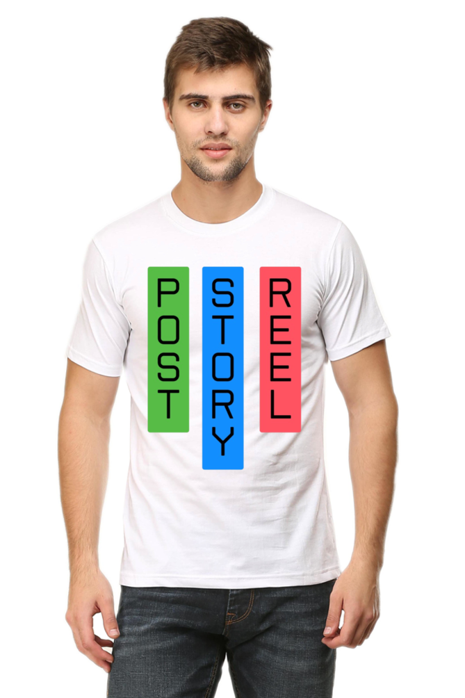 Post Reel Story Mens Round Neck Lighter Shade T-shirt