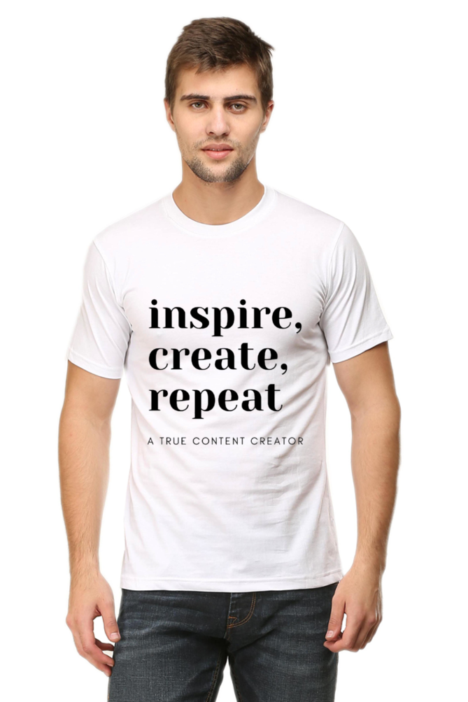 Inspire Create Repeat - A True Content Creator Men's Round Neck Lighter Shade T-Shirt