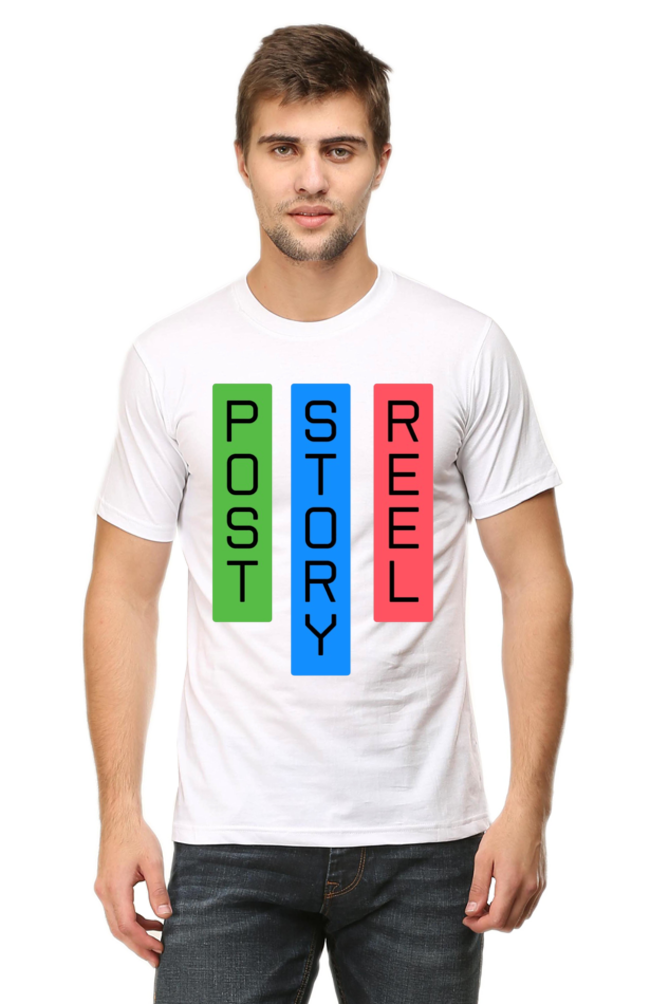 Post Reel Story Mens Round Neck Lighter Shade T-shirt
