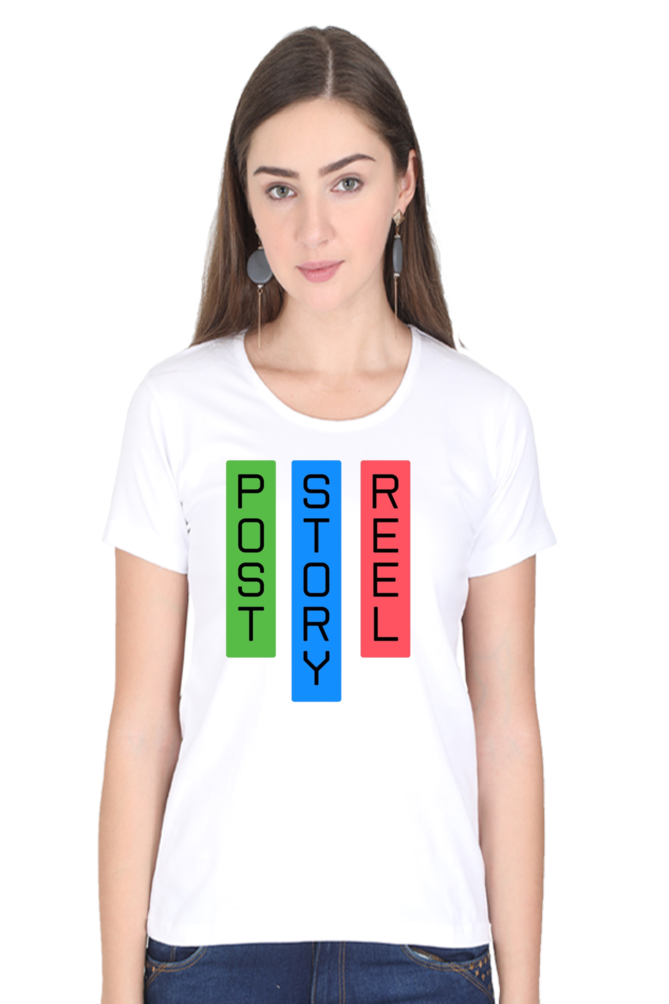 Post Story Reel Womens Round Neck Darker Shade T-shirt