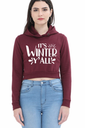 It's Winter Y'all Dark Shade Crop Hoodies For Women