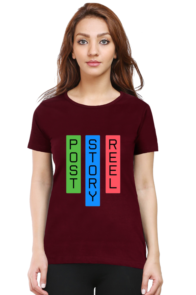 Post Story Reel Womens Round Neck Darker Shade T-shirt