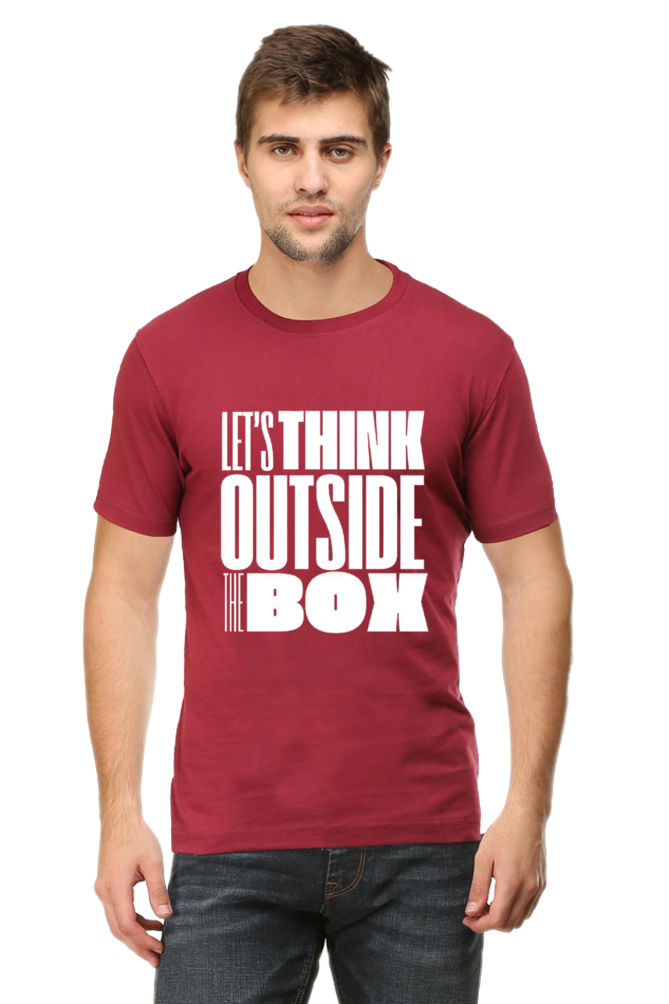 Lets Think Outside the Box Mens Round Neck Darker Shade T-shirt