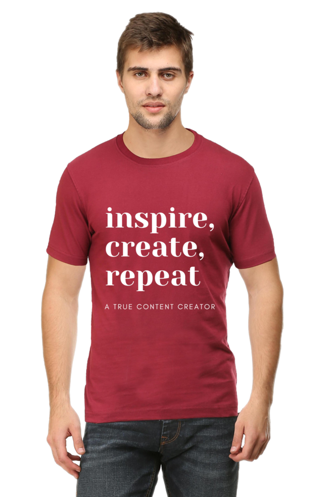 Inspire Create Repeat A True Content Creator Round Neck Men's Dark Shade T-Shirt