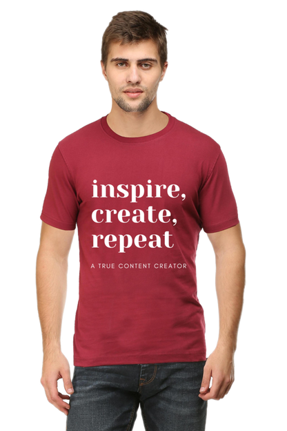 Inspire Create Repeat A True Content Creator Round Neck Men's Dark Shade T-Shirt