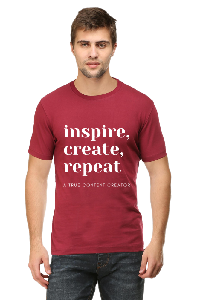 Inspire Create Repeat A True Content Creator Round Neck Men's Dark Shade T-Shirt