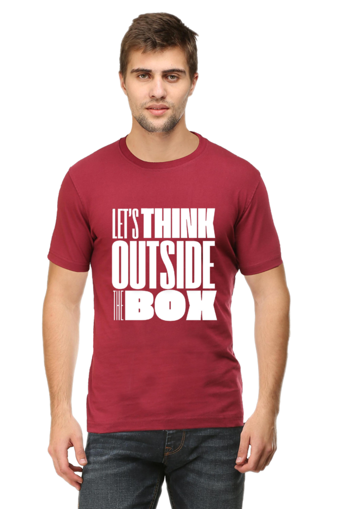 Lets Think Outside the Box Mens Round Neck Darker Shade T-shirt