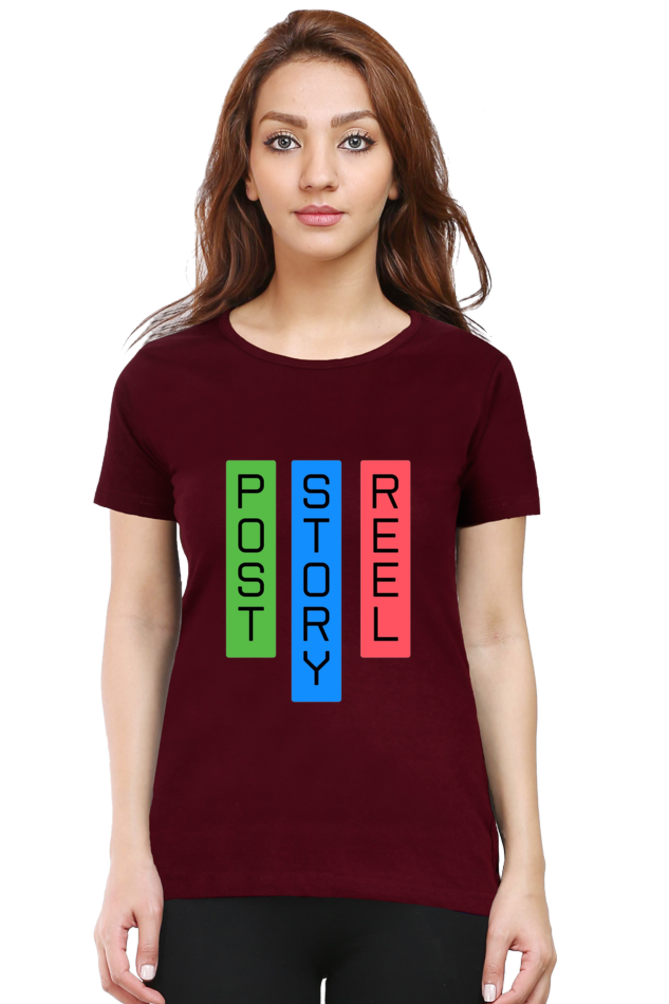 Post Story Reel Womens Round Neck Darker Shade T-shirt