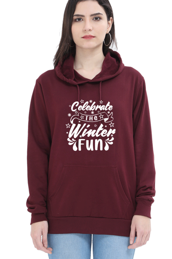 Celebrate the Winter Fun Darker Shade Hoodie Sweatshirt for Women
