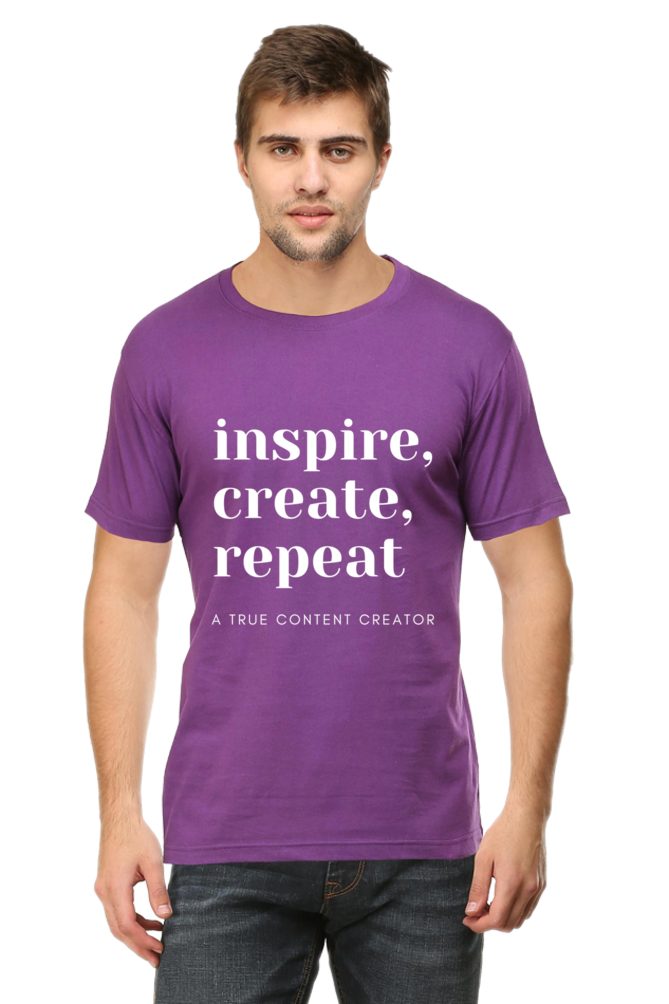 Inspire Create Repeat A True Content Creator Round Neck Men's Dark Shade T-Shirt