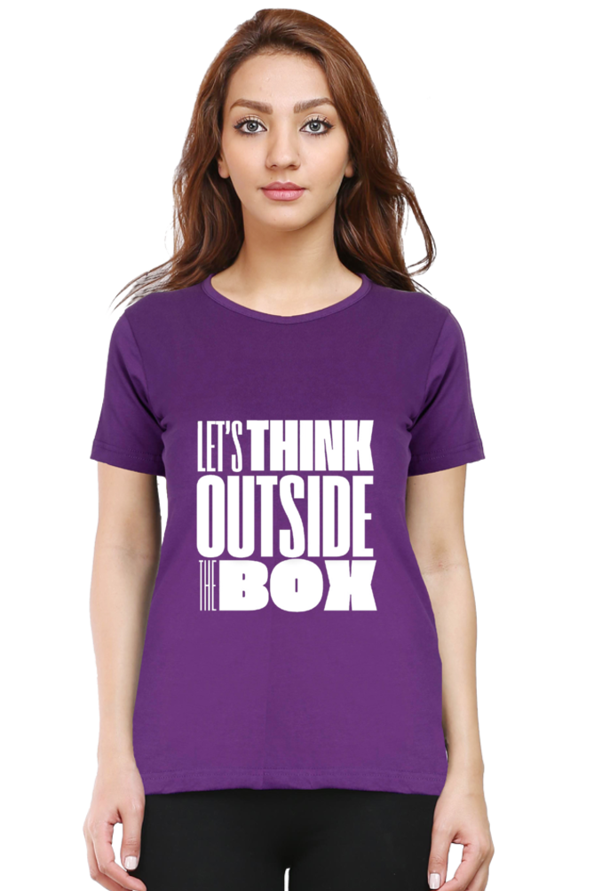 Lets Think Outside the Box Womens Round Neck Darker Shade T-shirt