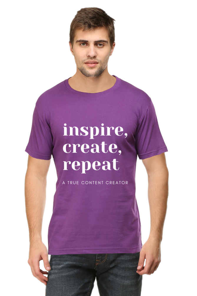 Inspire Create Repeat A True Content Creator Round Neck Men's Dark Shade T-Shirt
