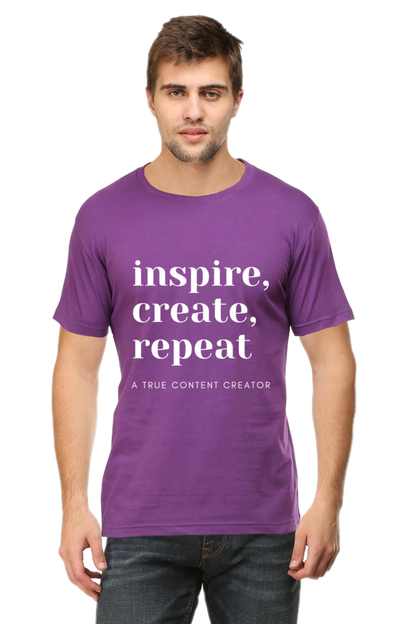 Inspire Create Repeat A True Content Creator Round Neck Men's Dark Shade T-Shirt