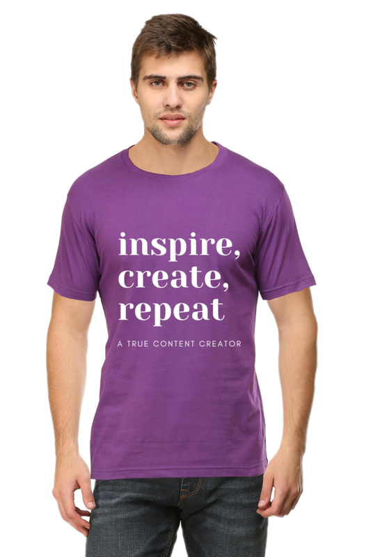 Inspire Create Repeat A True Content Creator Round Neck Men's Dark Shade T-Shirt