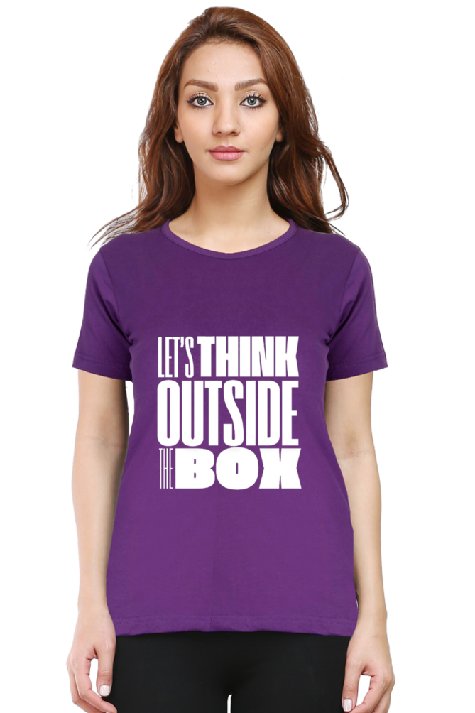 Lets Think Outside the Box Womens Round Neck Darker Shade T-shirt