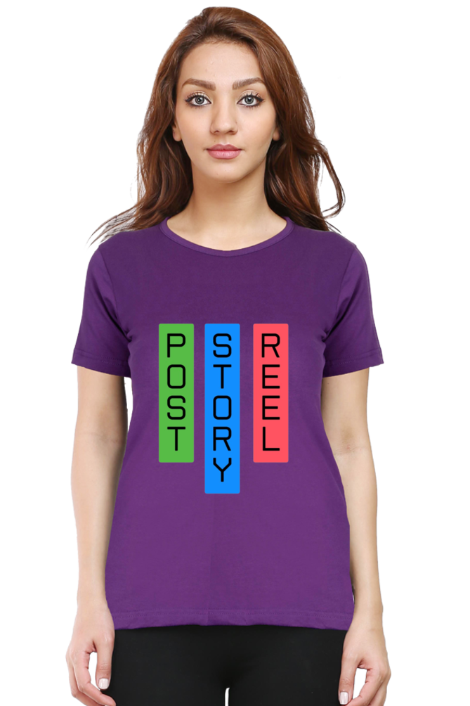 Post Story Reel Womens Round Neck Darker Shade T-shirt
