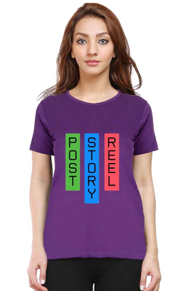 Post Story Reel Womens Round Neck Darker Shade T-shirt