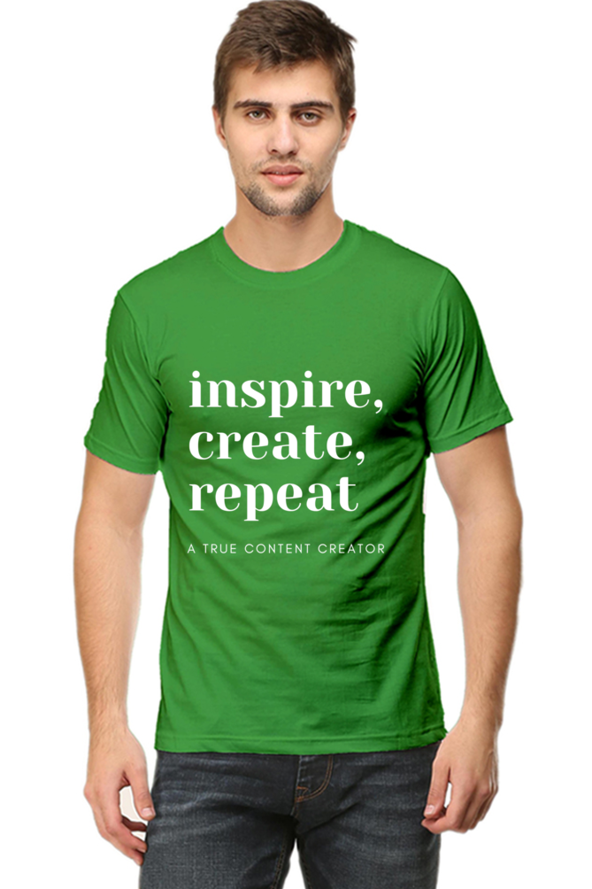 Inspire Create Repeat A True Content Creator Round Neck Men's Dark Shade T-Shirt
