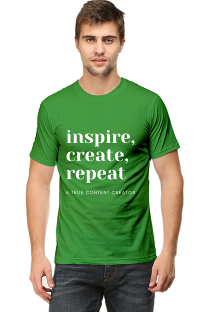 Inspire Create Repeat A True Content Creator Round Neck Men's Dark Shade T-Shirt