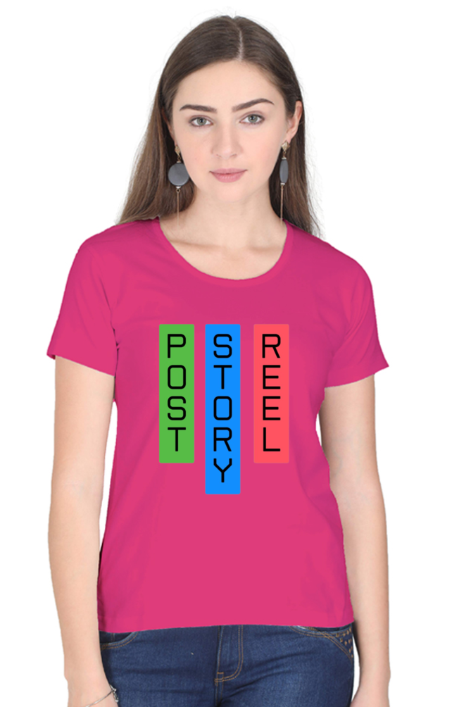 Post Story Reel Womens Round Neck Darker Shade T-shirt