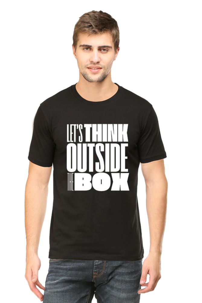 Lets Think Outside the Box Mens Round Neck Darker Shade T-shirt