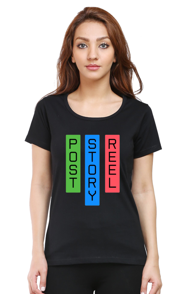 Post Story Reel Womens Round Neck Darker Shade T-shirt