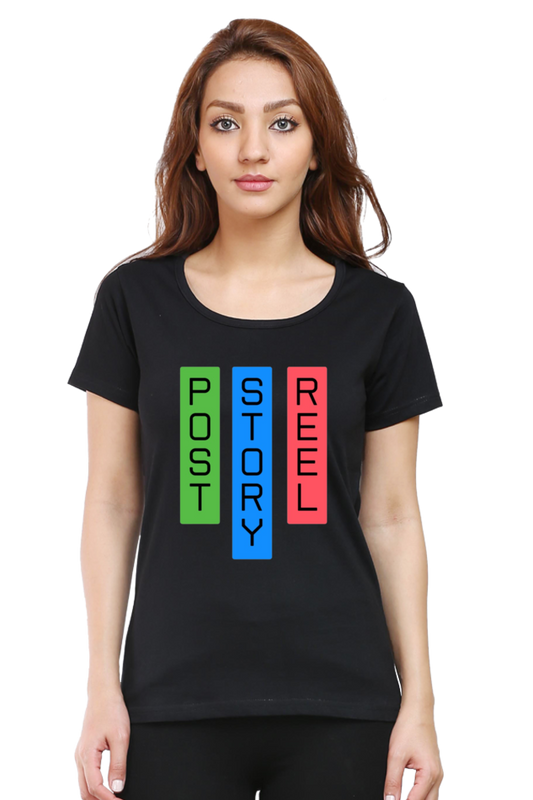 Post Story Reel Womens Round Neck Darker Shade T-shirt