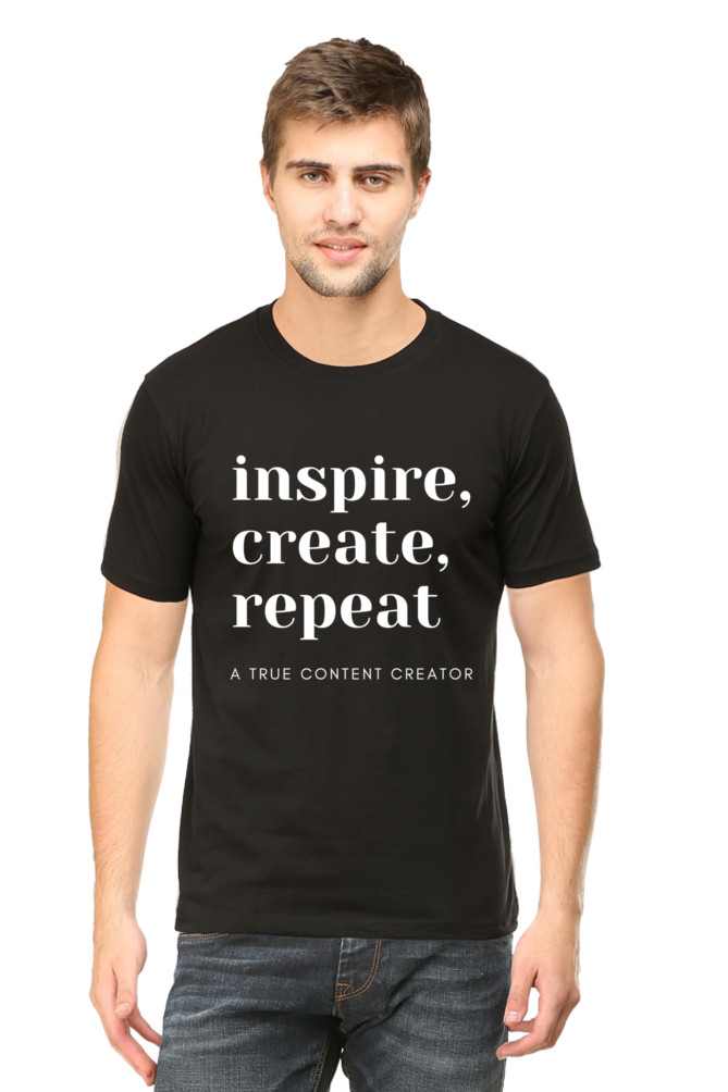 Inspire Create Repeat A True Content Creator Round Neck Men's Dark Shade T-Shirt