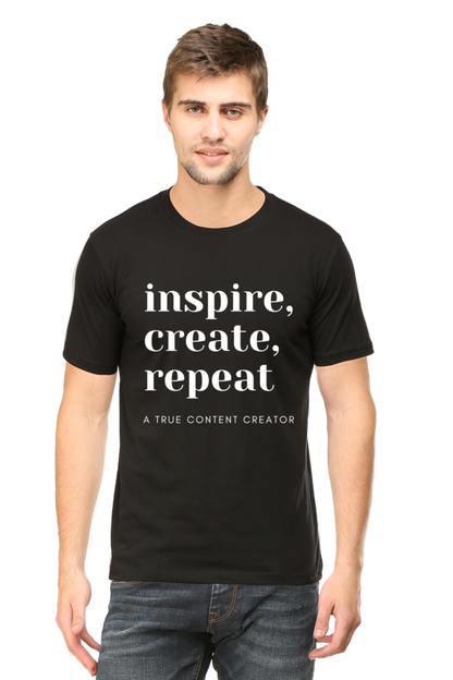 Inspire Create Repeat A True Content Creator Round Neck Men's Dark Shade T-Shirt